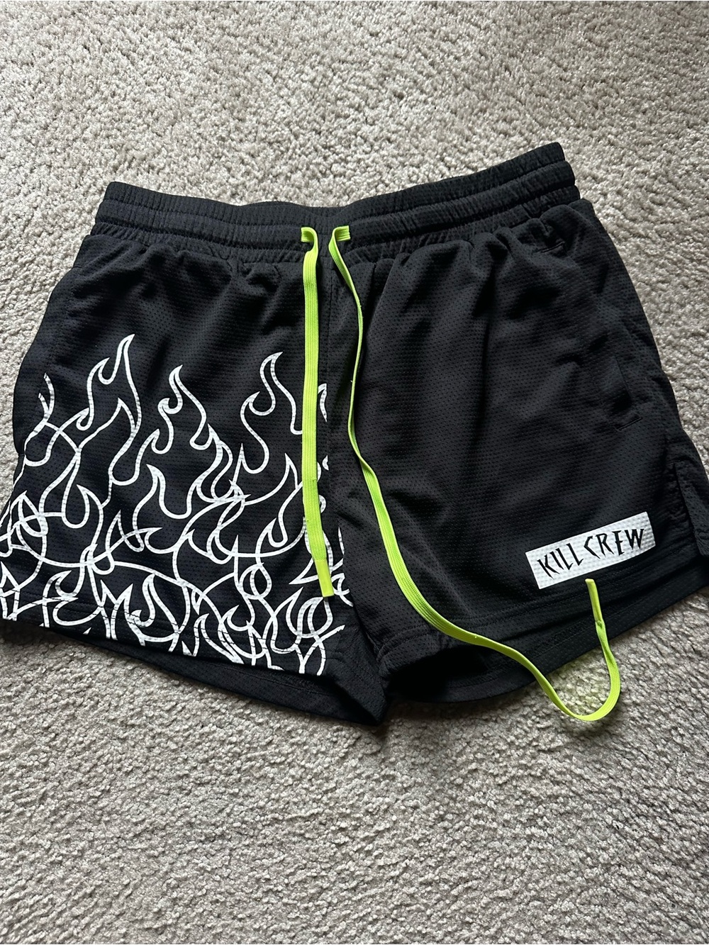 Kill Crew Black Athletic Shorts with White Label Patch
